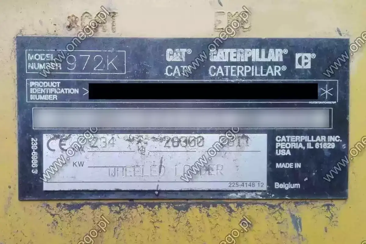 CAT 972K loader C9.3 ACERT engine - nameplate